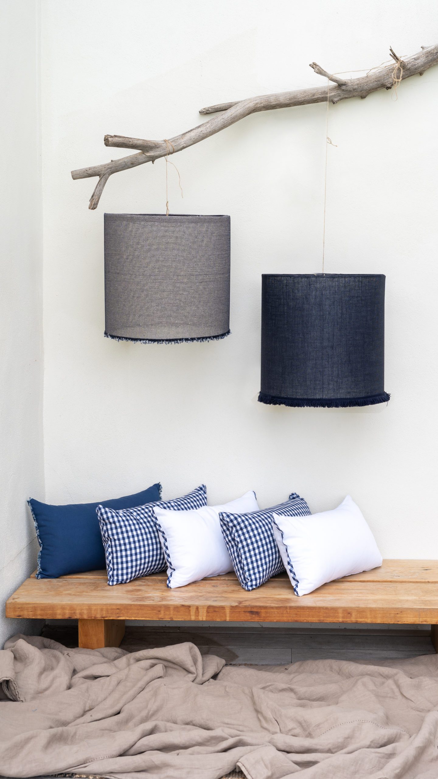 Pantalla colgante arpillera azul marino - Imagen 2